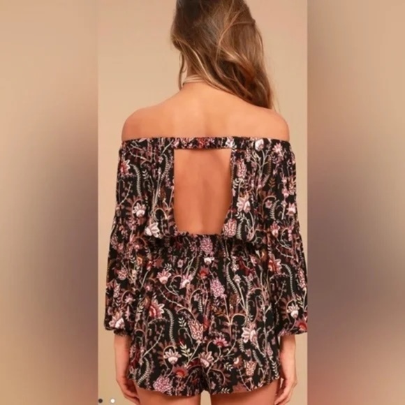 FREE PEOPLE - Pretty and Free Black Floral Print Romper - Picture 2 of 7